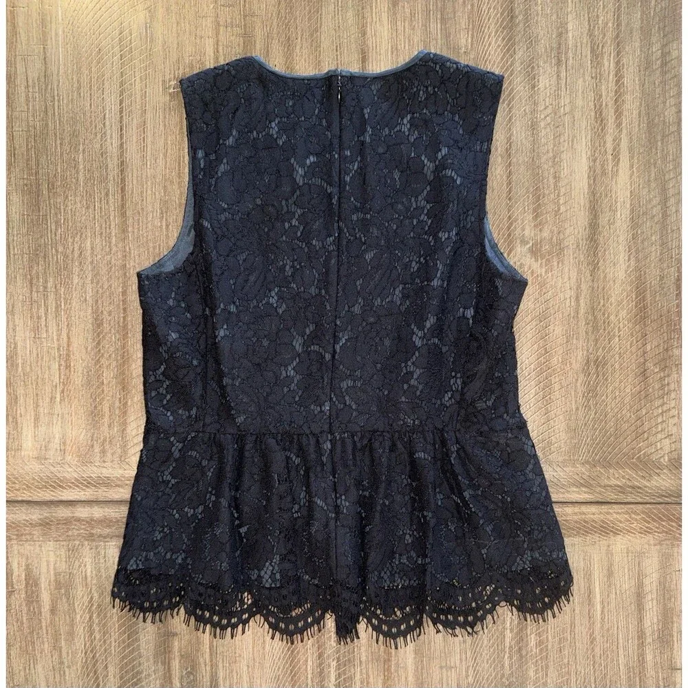 NWT J. Crew Black Lace Sleeveless Peplum Top Chic Blouse Women’s Size 8 NEW $88